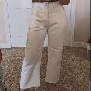 American Eagle Wide Leg Crop Jeans - White, 0S